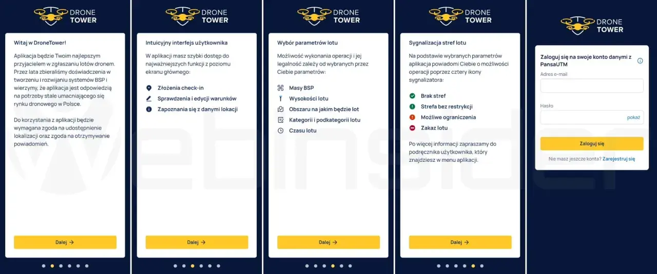 Aplikacja droneradar ułatwia zgłaszanie lotów dronem, oferując intuicyjny interfejs, wybór parametrów i sygnalizację stref.