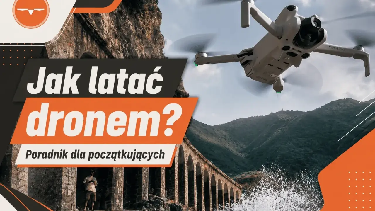Poradnik "Jak latać dronem?" dla początkujących. Dron w locie nad malowniczym wybrzeżem z kamiennym akweduktem.