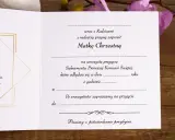 Zaproszenie na uroczyste przyjęcie Sakramentu Pierwszej Komunii Świętej dla Matki Chrzestnej. Prosimy o potwierdzenie przybycia.