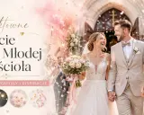 Efektowne wyjście Pary Młodej z kościoła, z racami i konfetti.