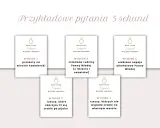Przykładowe pytania 5 sekund na wieczór panieński: wymień 3 prezenty na wieczór kawalerski, członków rodziny Panny Młodej, ulubione napoje, rzeczy po pijaku i te, których nie wypada zrobić na weselu.