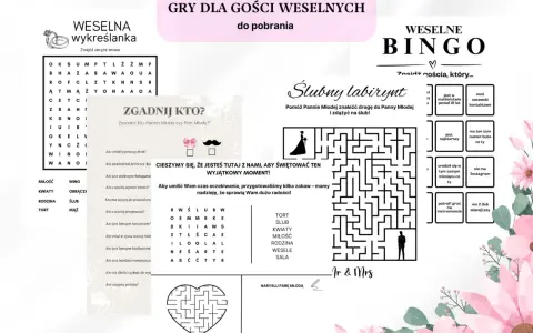 Gry dla gości weselnych: wykreślanka, bingo, labirynt i zgadnij kto. Idealne pytania dla gości weselnych, by umilić czas oczekiwania.