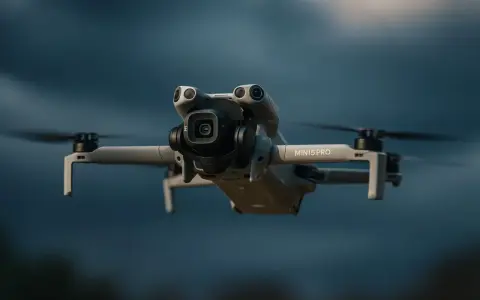 DJI Mini 2 Pro w locie, gotowy do śledzenia obiektu.
