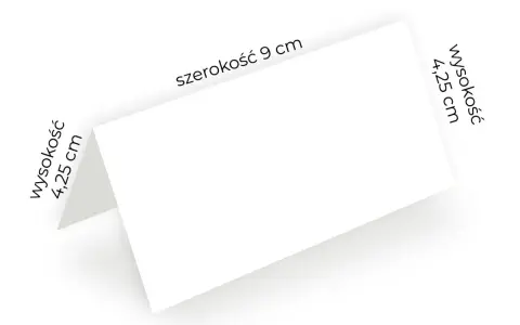 Winietki rozmiar: szerokość 9 cm, wysokość 4,25 cm. Idealne do oznaczenia miejsc przy stole.