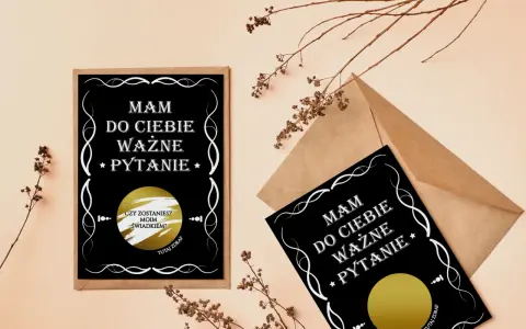Prośba o świadkowanie: "Mam do Ciebie ważne pytanie. Czy zostaniesz moim świadkiem?" z polem do zdrapania.