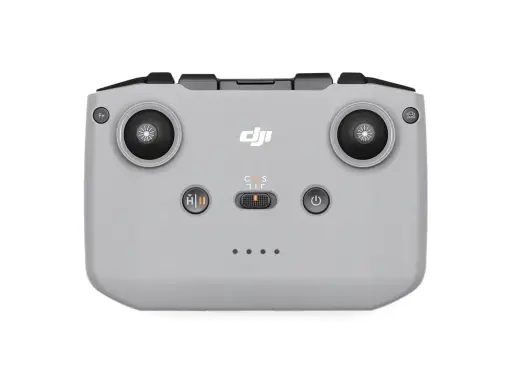 Szary kontroler DJI RC-N3 z dwoma joystickami, przyciskami i logo DJI. Idealny do sterowania dronem.