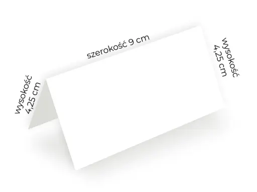 Winietki rozmiar: szerokość 9 cm, wysokość 4,25 cm. Idealne do oznaczenia miejsc przy stole.