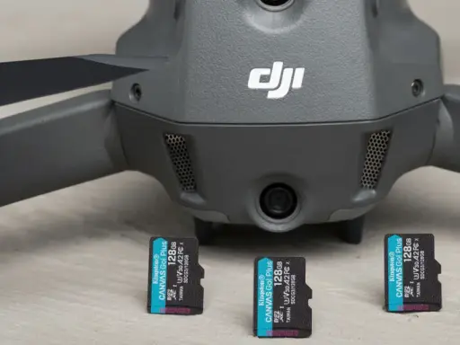 Dron DJI z trzema kartami pamięci Kingston 128GB. Jaka karta pamięci do drona 4K? Te karty są idealne!