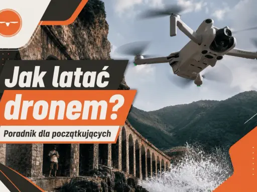 Poradnik "Jak latać dronem?" dla początkujących. Dron w locie nad malowniczym wybrzeżem z kamiennym akweduktem.