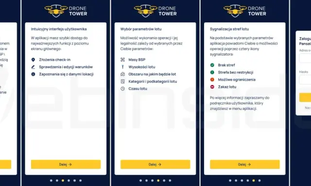 Aplikacja droneradar ułatwia zgłaszanie lotów dronem, oferując intuicyjny interfejs, wybór parametrów i sygnalizację stref.