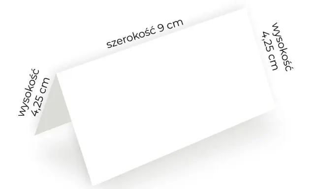 Winietki rozmiar: szerokość 9 cm, wysokość 4,25 cm. Idealne do oznaczenia miejsc przy stole.