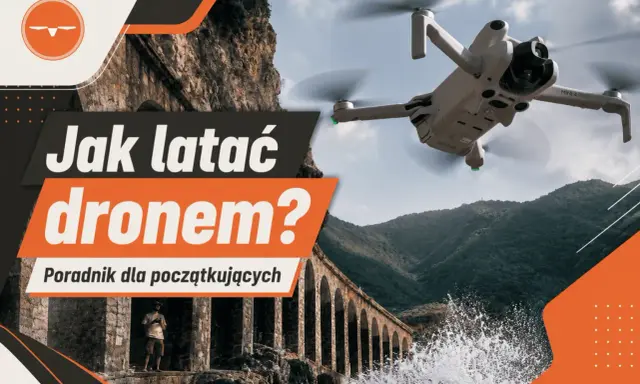Poradnik "Jak latać dronem?" dla początkujących. Dron w locie nad malowniczym wybrzeżem z kamiennym akweduktem.