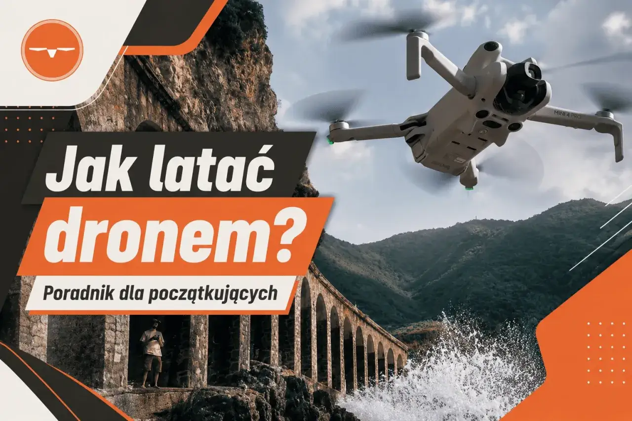 DJI Mini 4 Pro w locie nad malowniczym wybrzeżem. Poradnik dla początkujących, jak latać bezpiecznie. #flysafe dji.